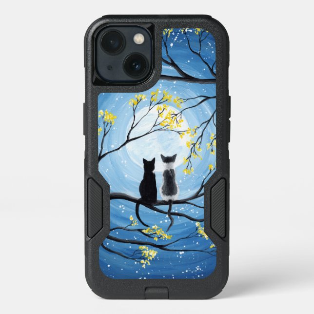 Whimsical Moon with Cats Otterbox iPhone Case (Back)