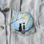 Whimsical Moon with Cats Painting Button (In Situ)
