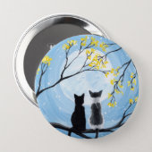 Whimsical Moon with Cats Painting Button (Front & Back)