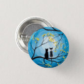 Whimsical Moon with Cats Pinback Button (Front & Back)