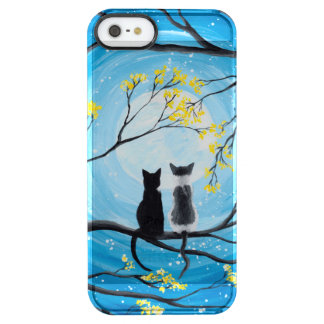 Whimsical Moon with Cats Clear iPhone SE/5/5s Case