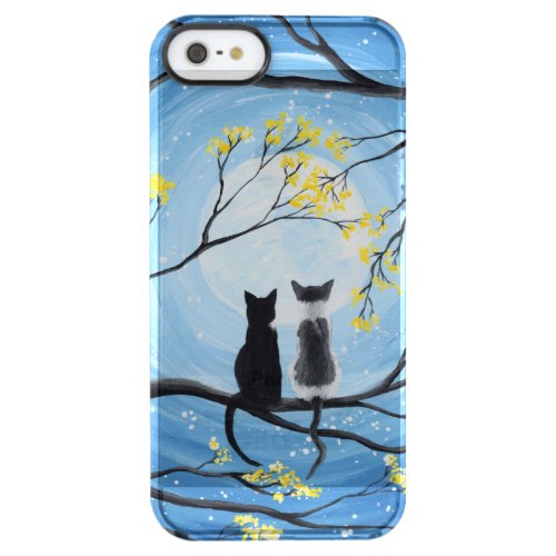 Whimsical Moon with Cats Clear iPhone SE55s Case