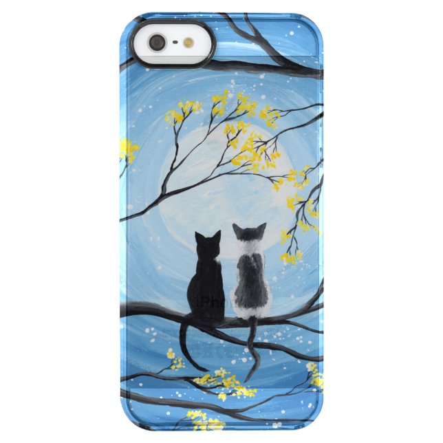 Whimsical Moon with Cats Uncommon iPhone Case (Back)