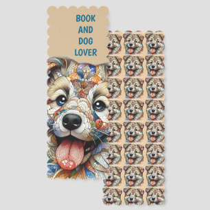 Whimsical Mosaic style patterned dog Bookmarks