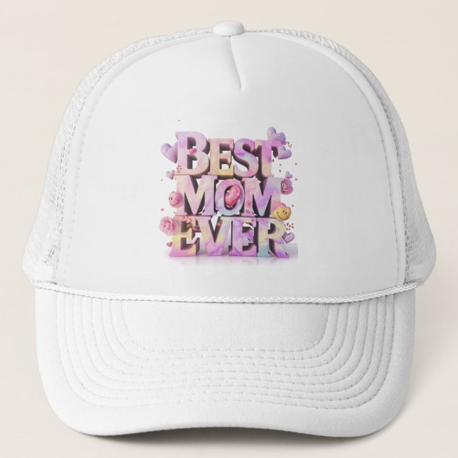 *~* Whimsical Mother Day Hearts Flowers 3-d AP72 Trucker Hat (Front)