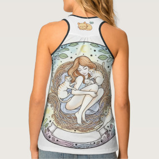Whimsical Motherhood and Kitten Art Women's Flowy  Tank Top