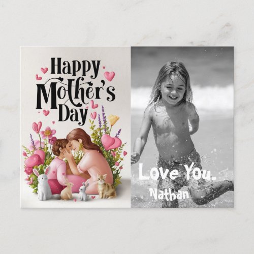  Whimsical Mothers Day AP72 Photo Hearts Holiday Postcard