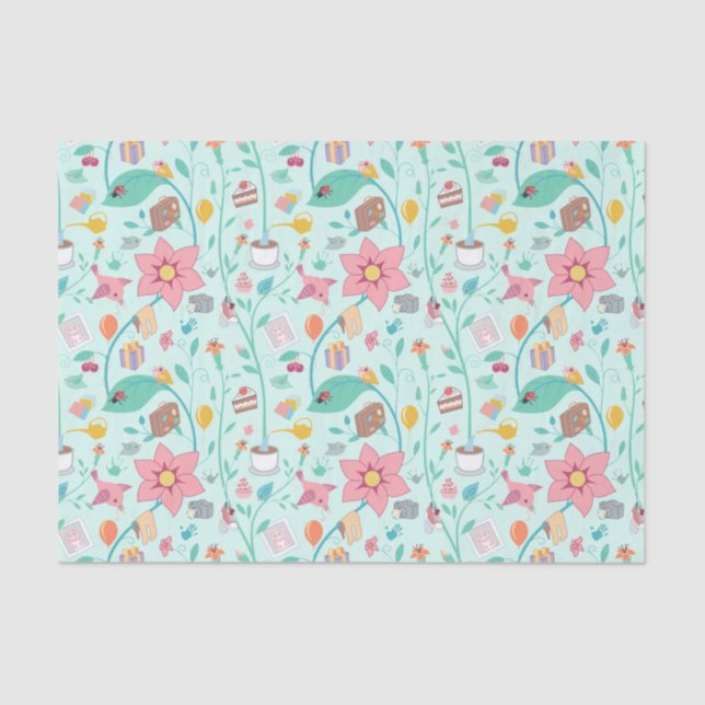 Whimsical Mother's Day Collage Pattern Tissue Paper (Front)