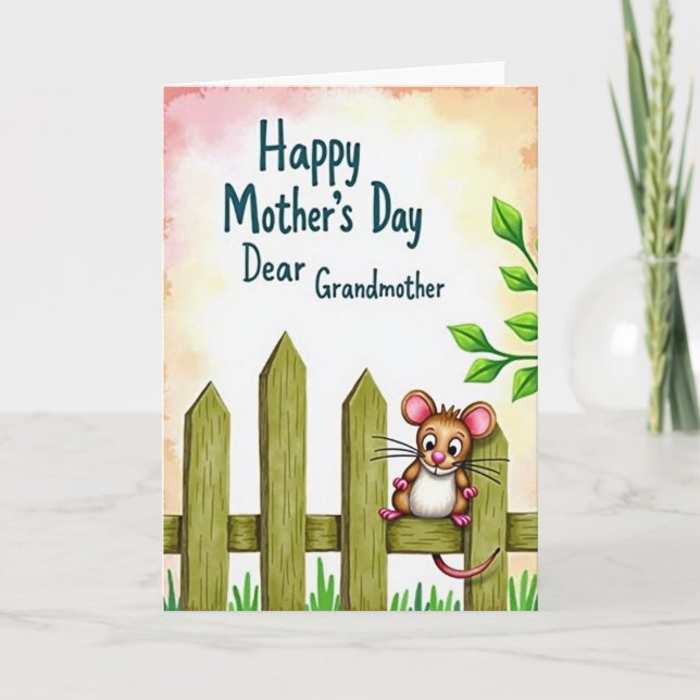 Whimsical Mothers Day Fence Card (Front)