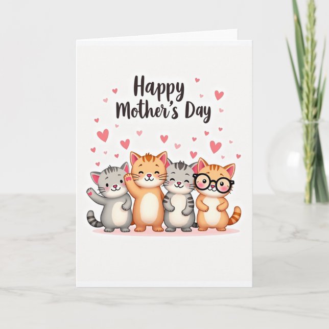 Whimsical Mothers Day Hearts Card (Front)
