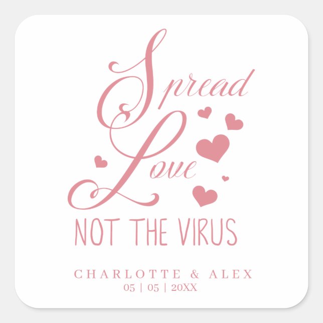 Whimsical Motivational Quote Wedding Sanitizer Gel Square Sticker (Front)