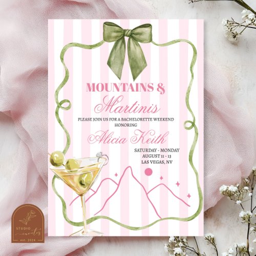 Whimsical Mountain and Martini Bachelorette Invitation