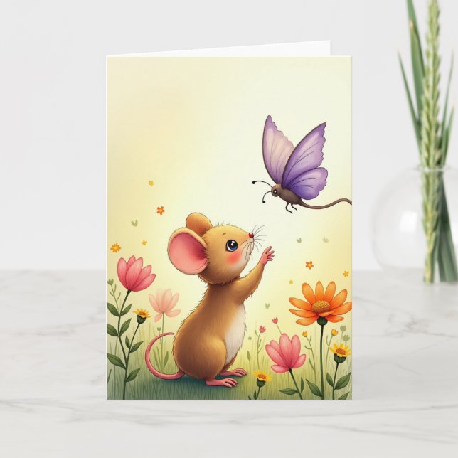 Whimsical Mouse Birthday Card (Front)