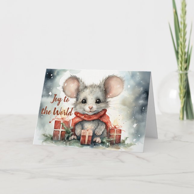 Whimsical Mouse Christmas Card  (Front)