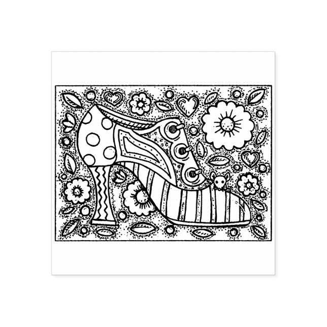 WHIMSICAL MOUSE & SHOE RUBBER STAMP (Imprint)