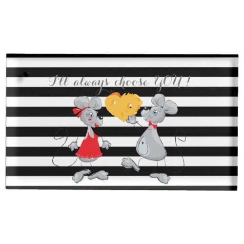 Whimsical  Mouses_Ill always choose you Stripes Place Card Holder