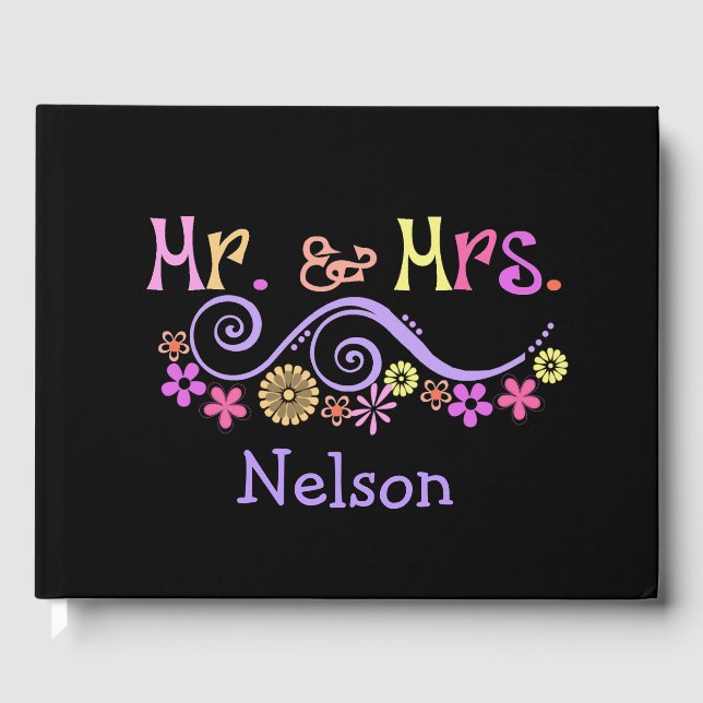 Whimsical Mr. and Mrs. Wedding Guest Book (Front)