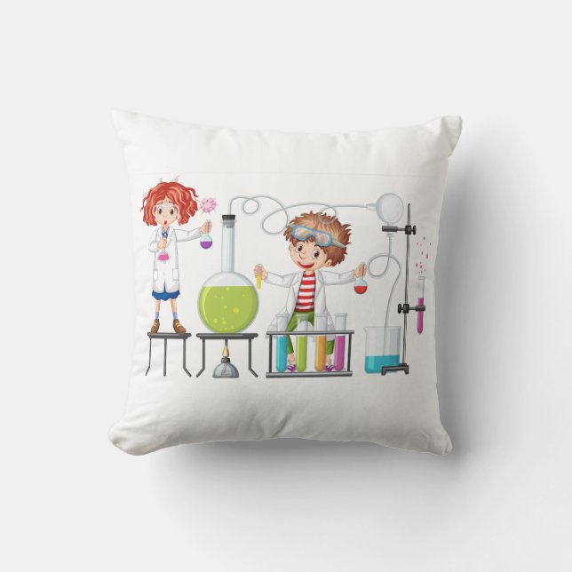 Whimsical Muppet Science Pillow: A Playful Blend  Throw Pillow (Front)