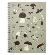 Whimsical Mushroom and Forest Creatures Notebook