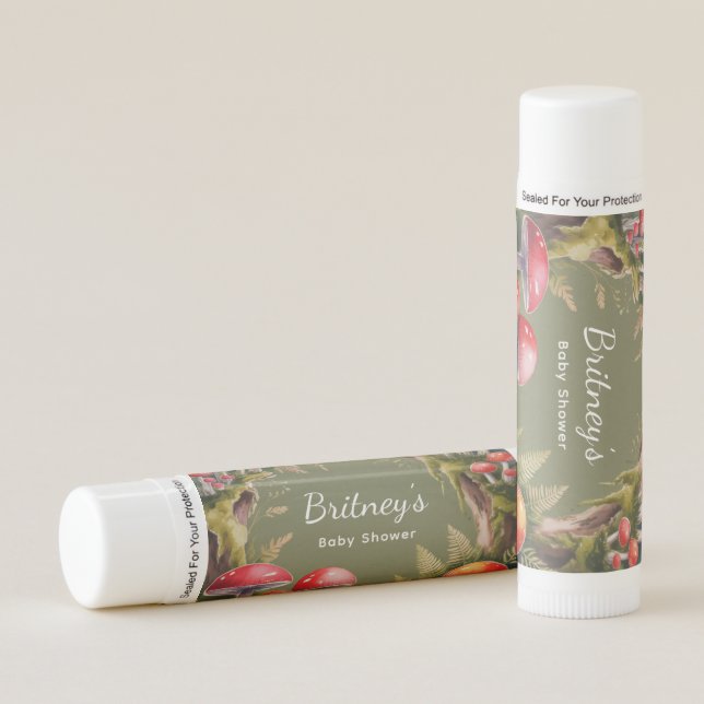 Whimsical Mushroom Baby Shower Favor Lip Balm (Front)