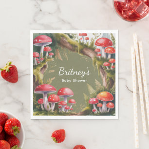 Whimsical Mushroom Baby Shower Napkins