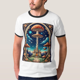 Whimsical Mushroom Castle Fantasy T-Shirt