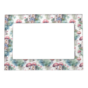 Whimsical Mushroom Cottage Pattern (10) Magnetic Frame