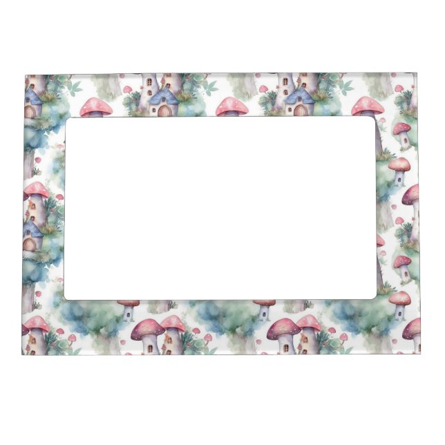 Whimsical Mushroom Cottage Pattern (10) Magnetic Frame (Front)