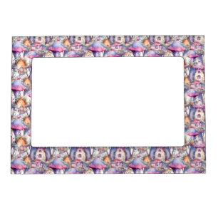 Whimsical Mushroom Cottage Pattern (2) Magnetic Frame
