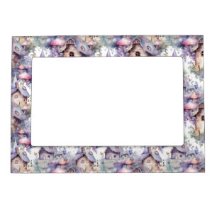 Whimsical Mushroom Cottage Pattern (5) Magnetic Frame