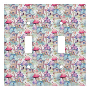 Whimsical Mushroom Cottage Pattern (6) Light Switch Cover