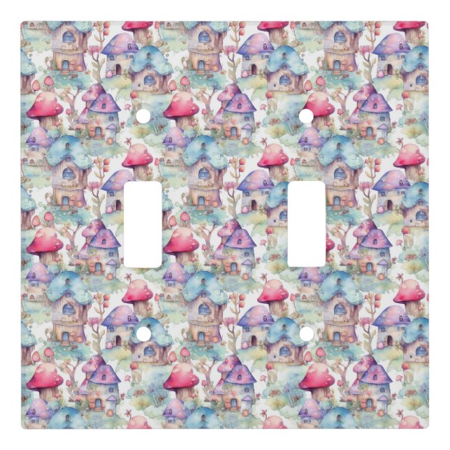 Whimsical Mushroom Cottage Pattern (6) Light Switch Cover (Front)