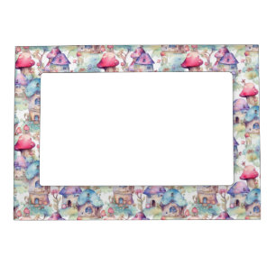 Whimsical Mushroom Cottage Pattern (6) Magnetic Frame
