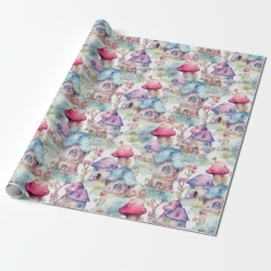 Whimsical Mushroom Cottage Pattern (6) Wrapping Paper