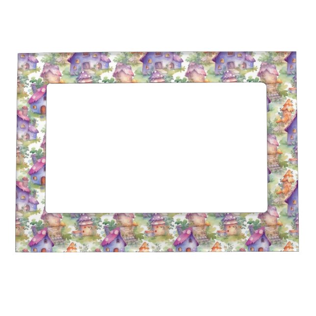Whimsical Mushroom Cottage Pattern (7) Magnetic Frame (Front)
