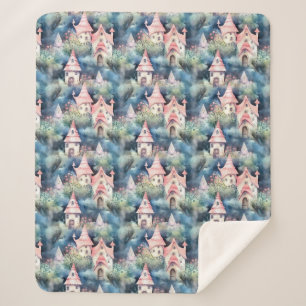 Whimsical Mushroom Cottage Pattern (8) Sherpa Blanket