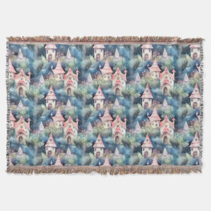 Whimsical Mushroom Cottage Pattern (8) Throw Blanket