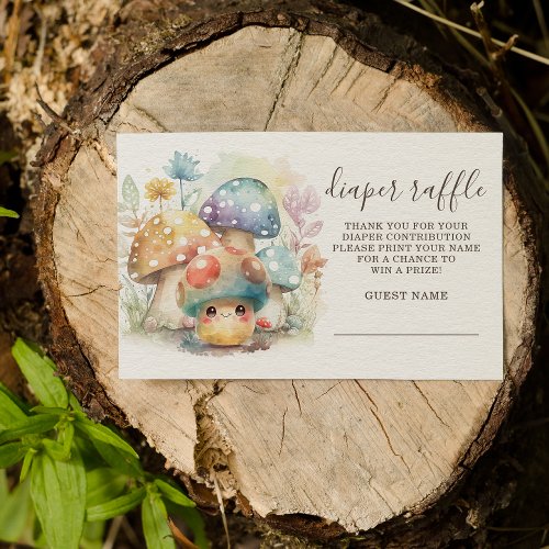 Whimsical Mushroom Diaper Raffle Enclosure Card