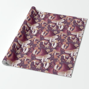 Whimsical Mushroom Floral Pattern Wrapping Paper