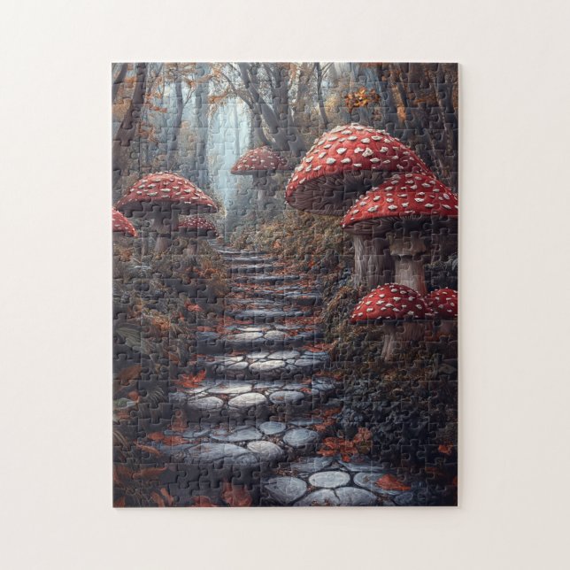 Whimsical Mushroom Forest Pathway Jigsaw Puzzle (Vertical)