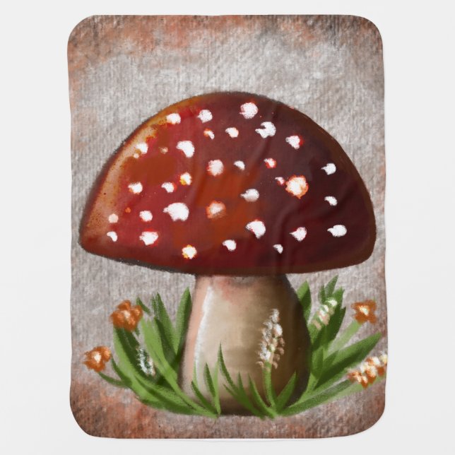 Whimsical Mushroom & Fungi Motif – Nature-Inspired Baby Blanket (Front)
