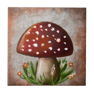 Whimsical Mushroom & Fungi Motif – Nature-Inspired Ceramic Tile