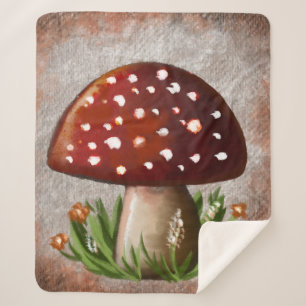 Whimsical Mushroom & Fungi Motif – Nature-Inspired Sherpa Blanket