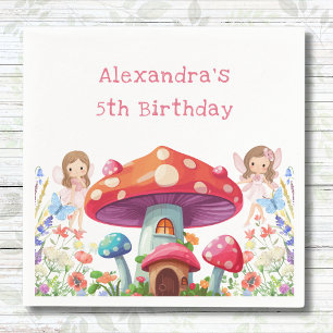 Whimsical Mushroom Girl Fairy Birthday Party Napkins
