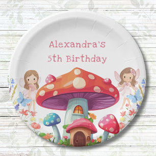 Whimsical Mushroom Girl Fairy Birthday Party Paper Plates