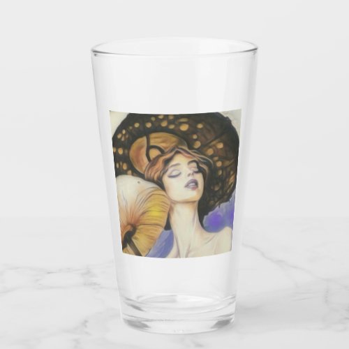 whimsical mushroom girl glass cup tumbler