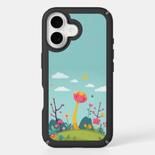 Whimsical Mushroom in Floral Meadow iPhone 16 Case