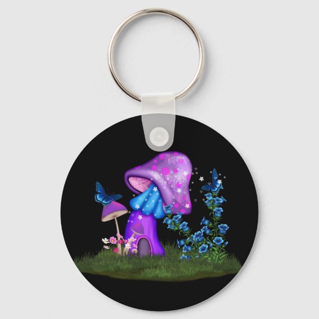 Whimsical Mushroom  Keychain (Front)
