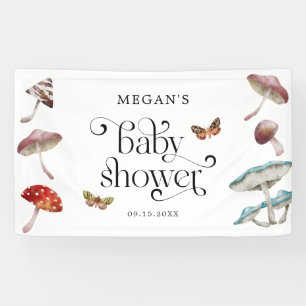 Whimsical Mushroom & Moth Baby Shower Banner