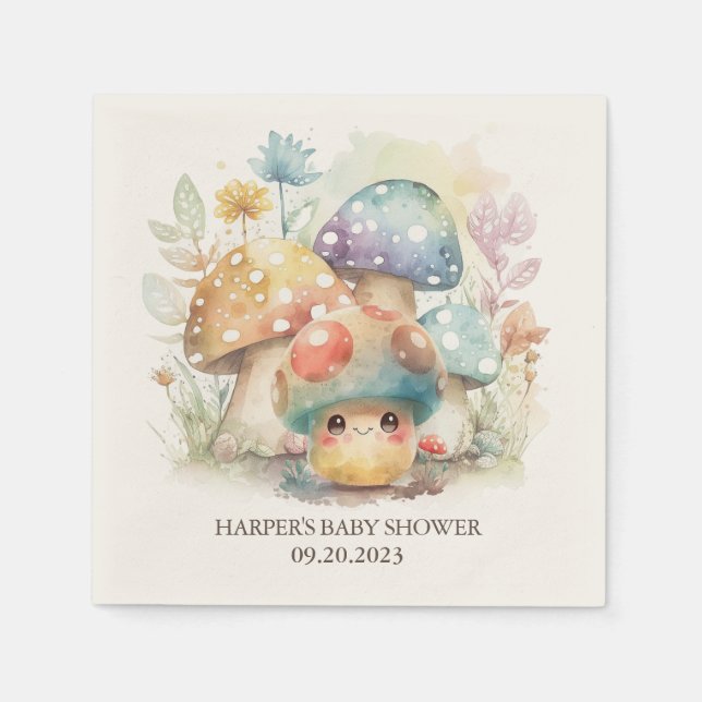 Whimsical Mushroom Napkins (Front)